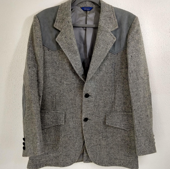 Pendleton Other - Pendleton tweed gray blazer with suede sz 38